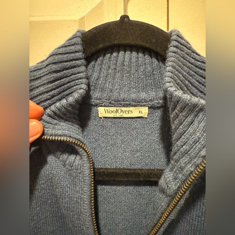 WoolOvers Half Zip Lambswool Sweater in Blue , size XL - Picture 5 of 9